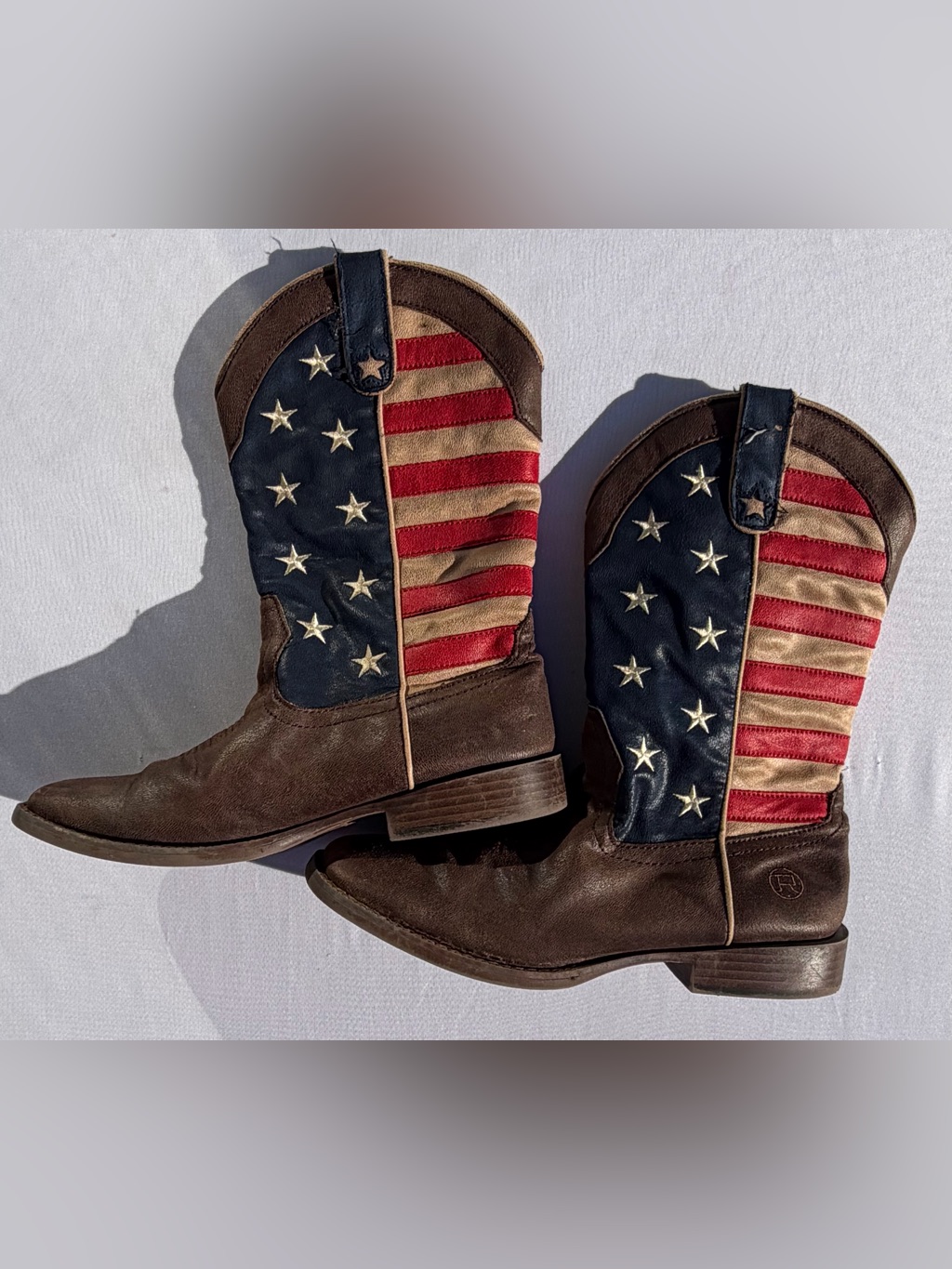 Roper Sz 7/39 American Patriot Stars And Stripes Flag Western Boots